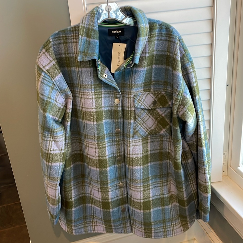 Monrow plaid shacket NWT